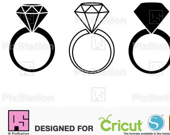 Wedding Ring Svg, Diamond Ring Svg Clip art Vector Dxf Pdf Jpg Png Eps, Commercial Use Svg, Digital Download - Printable, Cricut Silhouette