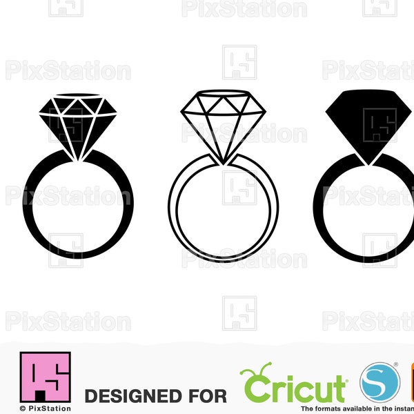 Wedding Ring Svg, Diamond Ring Svg Clip art Vector Dxf Pdf Jpg Png Eps, Commercial Use Svg, Digital Download - Printable, Cricut Silhouette