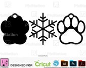 Pet Ornament Svg, Christmas ornament, Dog Paw Print, Paw Print Svg, Dog footprint, Outline Svg, Decal cut file for Cricut and Silhouette