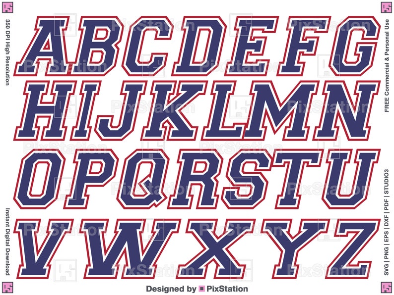 Varsity Cursive Alphabet SVG: Layered Italic Font (digital Download) - Etsy