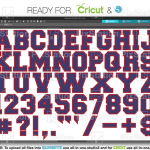 two layers varsity alphabet svg, png, dxf, eps, studio3, letters, numbers, college multilayered varsity svg font athletic sport alphabet vector clipart svg free commercial use digital download decal cut file for cricut and silhouette by pixstation
