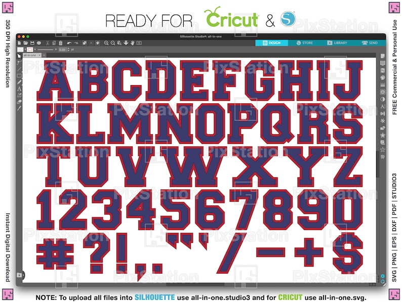 two layers varsity alphabet svg, png, dxf, eps, studio3, letters, numbers, college multilayered varsity svg font athletic sport alphabet vector clipart svg free commercial use digital download decal cut file for cricut and silhouette by pixstation