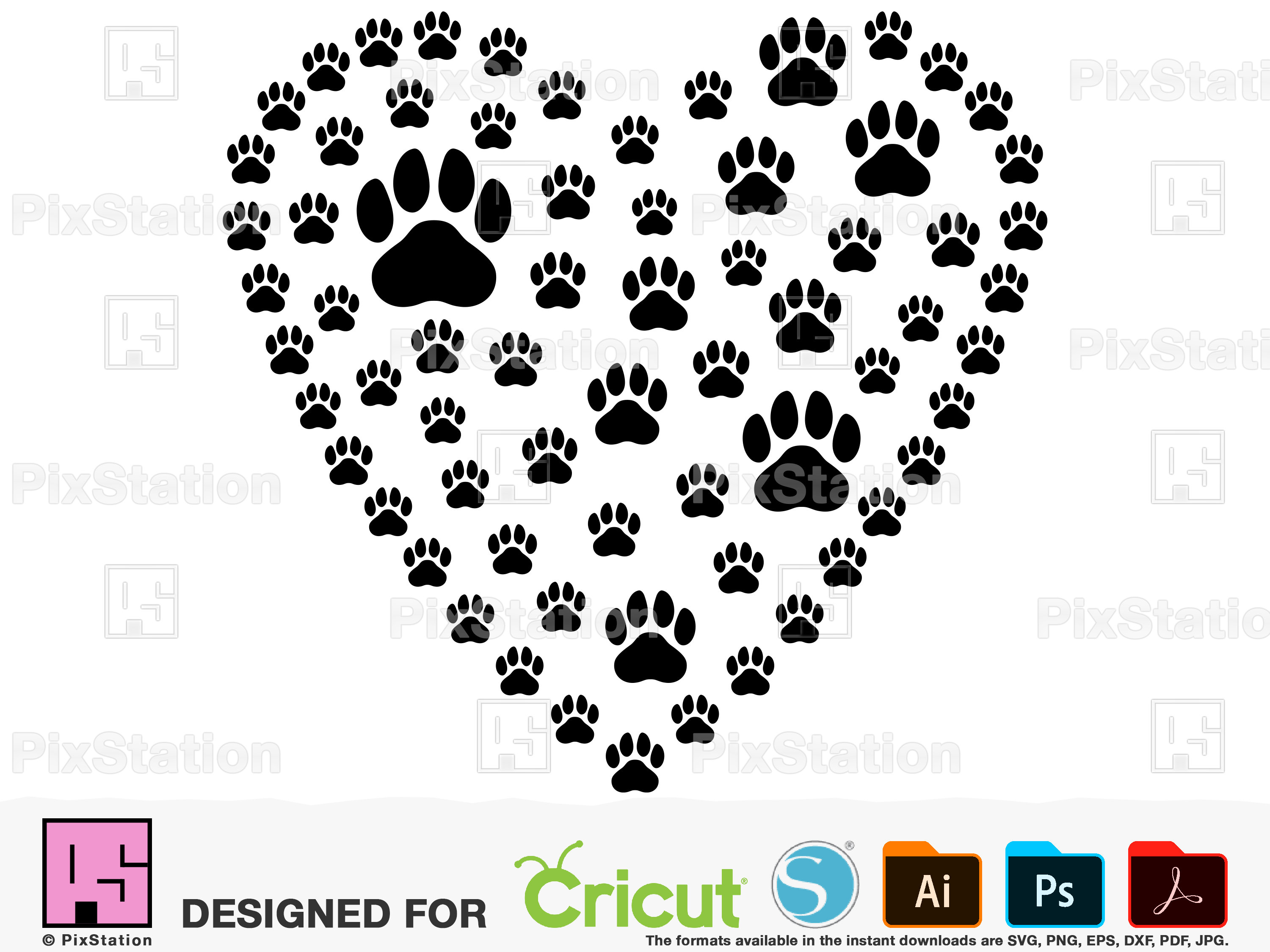 Dog Paw Heart Clipart