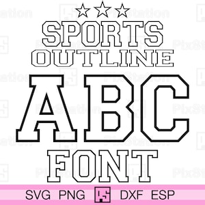 Sport Gliederung SVG-Schriftart, Athletik Schrift SVG, College Schrift Schrift, SVG Alphabet Buchstaben Zahlen, Abziehbild Schnittdateien für Cricut n Silhouette | ps75