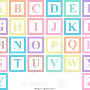 Bloques de alfabeto pastel Svg, bloques de construcción Svg, fuente de bloque Svg, letras de bloque Svg, bloques ABC Svg, archivo de corte de calcomanía de números Cricut Silhouette