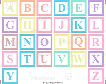 Pastellfärgade alfabetsblock SVG: ABC-nummer dekal klippfil