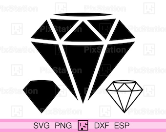 Diamond Svg, Gem Png, Ruby Png, Emerald Png, Crystal Svg, Sapphire Png, Silhouette Svg, Svg Files For Cricut n Silhouette, Digital Download