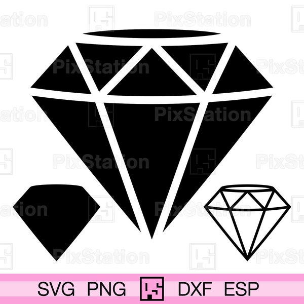 Diamond Svg, Gem Png, Ruby Png, Emerald Png, Crystal Svg, Sapphire Png, Silhouette Svg, Svg Files For Cricut n Silhouette, Digital Download