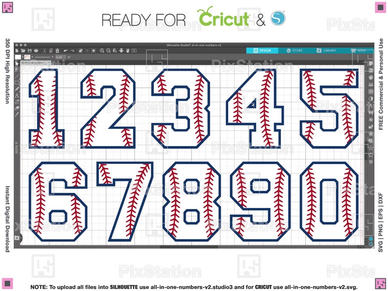 four layers baseball numbers with stitches svg