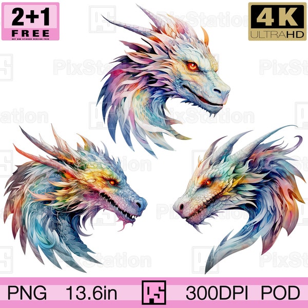 Fantasy Dragon png set, Dark monster fantasy dragon png, Fantasy party decoration artwork sublimation printable clipart download | ps370