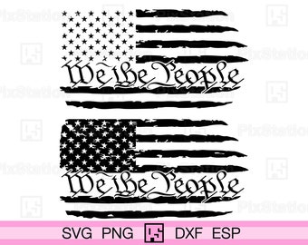 Bandera estadounidense SVG de "Nosotros, el Pueblo": Diseño patriótico desgastado (descarga digital)