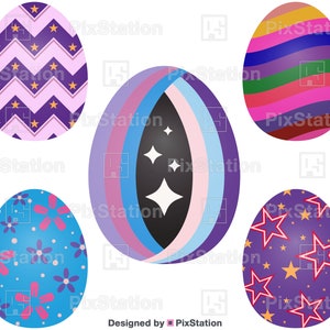 Floral Easter Egg SVG Bundle: Star, Sublimation Clipart (Digital Download)