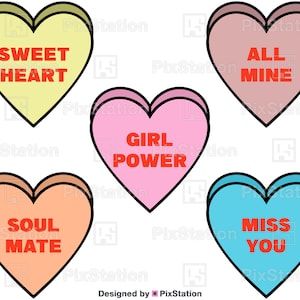Valentine Candy svg, Candy Heart svg Bundle, Konversationsherzen, Herz svg, Liebe svg, Sweetheart svg, süßes Candy svg für Cricut Silhouette