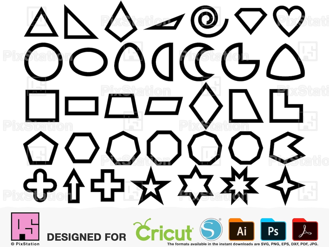 Geometric Shapes SVG Bundle: Cricut & Silhouette Vector Outlines ...