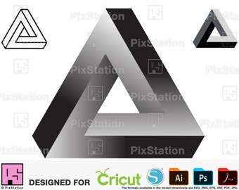 Penrose Triangle Optical Illusion Art: Geometric SVG PNG Cricut