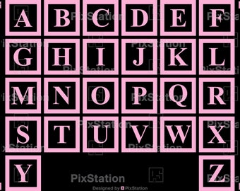 Rosa alfabetsblock SVG: ABC-nummer dekal klippfil (digital nedladdning)