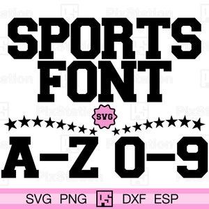 Sports SVG Font: Athletic Alphabet, Numbers, Signs (Cut File)