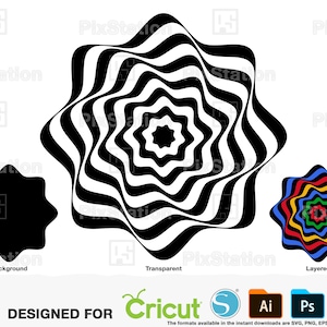 Hypnotische Spirale SVG: Optische Täuschung Vektorschnittdatei