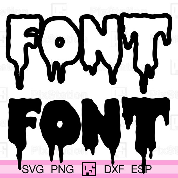 Dripping font png, Halloween font, Scary font, Ceepy horror dripping letters, Paint drip, Vector decal cut files for Cricut  Silhouette