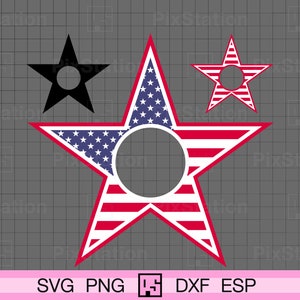 Amerikaanse vlag ster monogram svg, horizontale strepen patriottische ster svg, 4 juli, Amerikaanse vlag, Amerikaans patriottisch, voor Cricut en Silhouette