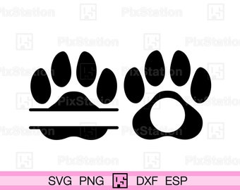 Paw Print Monogram SVG: Split Animal Paw Decal Cut File