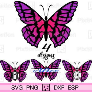 Schmetterling Monogramm Bundle svg, Schmetterling Kreis Hexagon geteilte Monogramm Cricut Dateien, Schmetterling Aufkleber geschnitten Datei Cricut und Silhouette | ps219