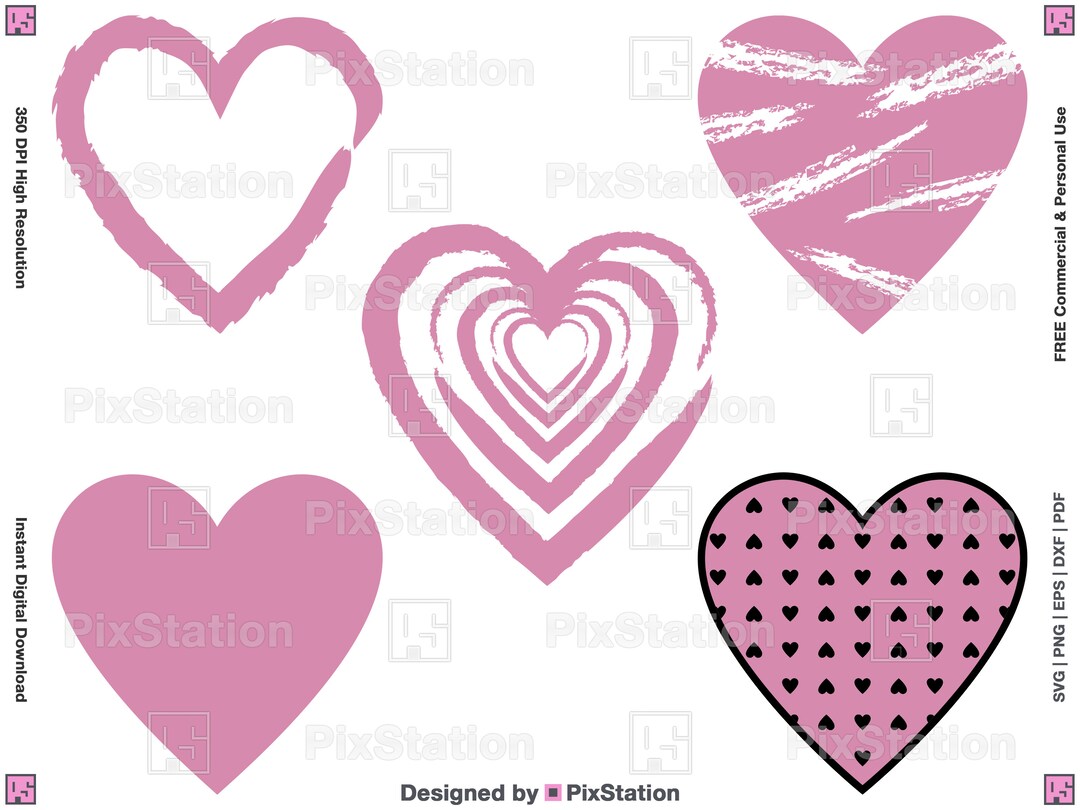 Heart Svg, Valentines Day Svg, Svg Pink Heart Bundle, Love Svg, Heart ...