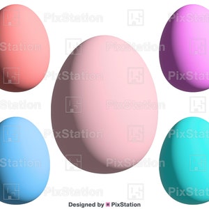 Oeufs de Pâques Clip Art graphique coloré 3D Oeufs de Pâques Bundle, transparent Joyeuses Pâques Png, oeuf de Pâques Png, Pdf de Pâques pour Cricut et Silhouette