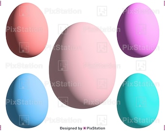 Easter Eggs Clip Art Graphic Colorful 3D Easter Egg Bundle, Clear Happy Easter Png, Easter Egg Png, Easter Pdf for Cricut and Silhouette