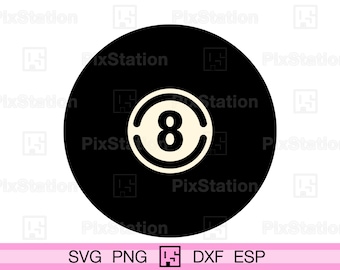 Pool 8 Ball Clipart (svg, png, dxf, eps) (Digital Download)