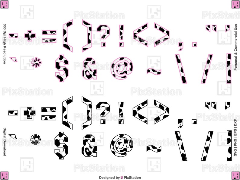 symbols varsity cow alphabet svg, cow alphabet svg, cow letters svg, cow font svg, cow print svg, font animal, varsity font block decal cut file for cricut and silhouette by pixstation store