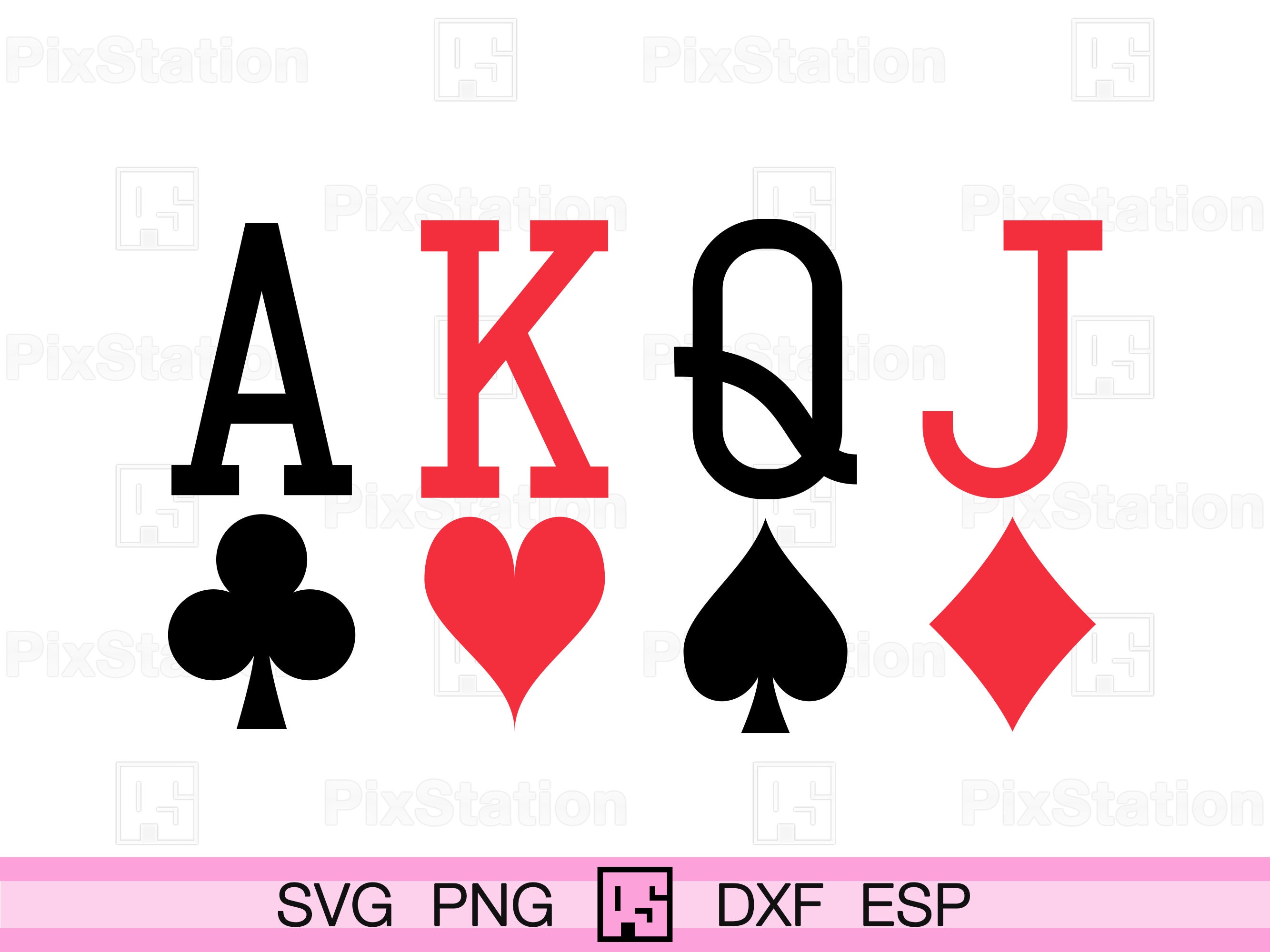 Poker Spades Jack Queen King and Ace SVG PNG and (Download Now) 