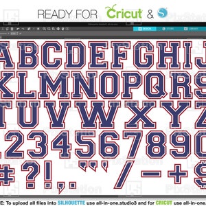 three layers varsity alphabet svg, png, dxf, eps, studio3, letters, numbers, college multilayered varsity svg font athletic sport alphabet vector clipart svg free commercial use digital download decal cut file for cricut and silhouette by pixstation