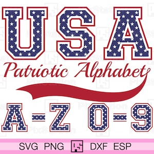 Varsity Patriotic Alphabet, Patriotic Letters,USA Independence Day, 4th Of July,US Flag Alphabet,University,Jersey,Numbers,Cricut Silhouette