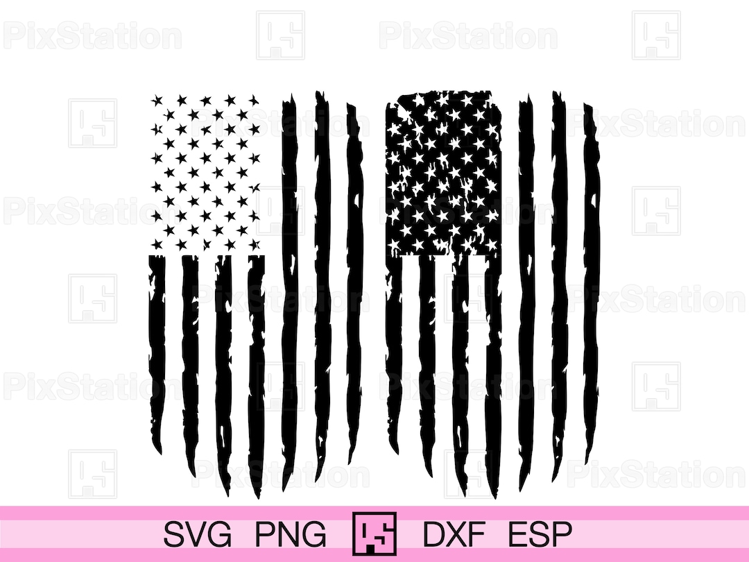 Vertical Distressed US Flag Svg Dxf, American Flag Svg, 4th of July