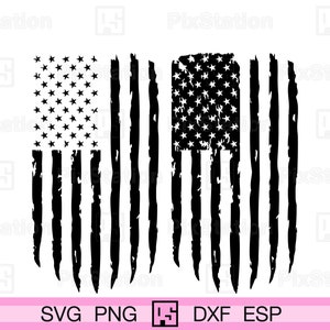 Bandera de EE. UU. desgastada vertical Svg Dxf, bandera estadounidense Svg, 4 de julio, bandera patriótica de EE. UU., Día de la Independencia Png para Cricut Silhouette / ps119