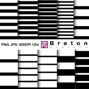 Bretonische Streifen set png, horizontale bretonische Streifen png, bretonische Streifen digitales Papier jpg, Schwarz-weiße bretonische Modemuster png | ps461