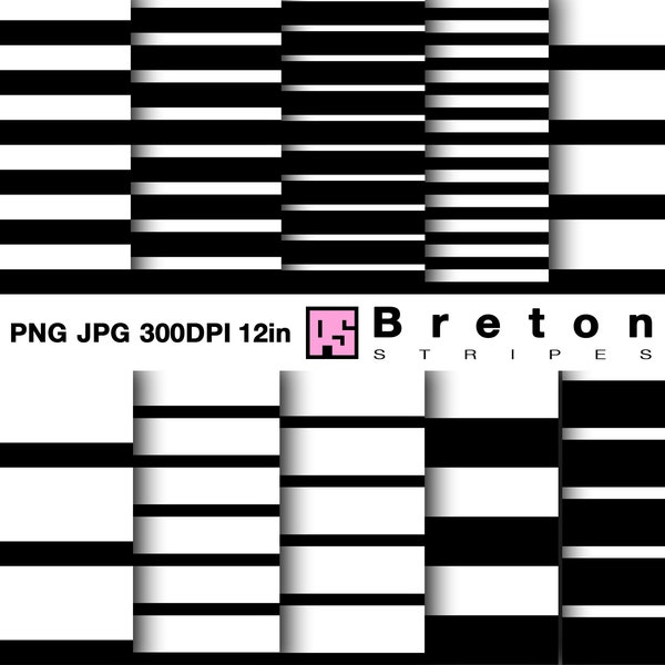 Breton stripes set png, Breton horizontal stripes png, Breton stripes digital paper jpg, Black and white breton fashion patterns png | ps461