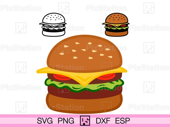 Burger SVG: Cheeseburger Clipart, Fast Food Graphics (Digital Download)