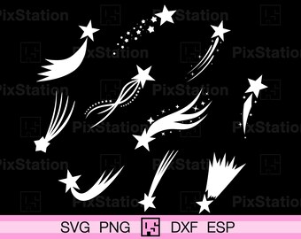 Shooting Star SVG Bundle, Sparkle Clipart (Cut Files)