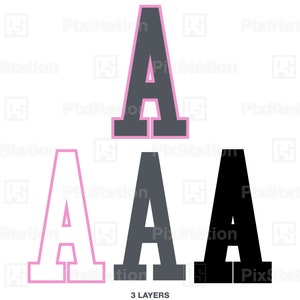 Layered College Font SVG: Athletic Letters & Numbers (Digital Download)