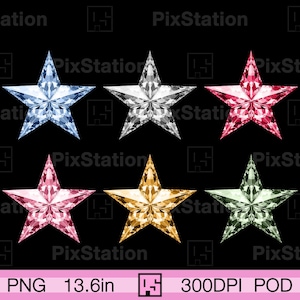 Zilveren diamanten ster png, roze kristallen ster png, rode briljante ster clipart, blauwe sublimatie edelsteen ster png, driehoek glazen ster png | ps411