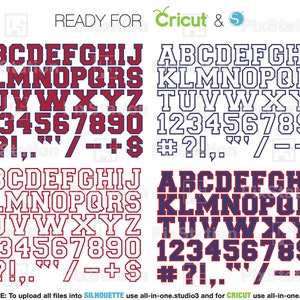 two layers varsity alphabet svg, png, dxf, eps, studio3, letters, numbers, college multilayered varsity svg font athletic sport alphabet vector clipart svg free commercial use digital download decal cut file for cricut and silhouette by pixstation
