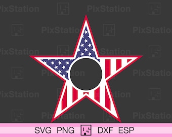 American Flag Star Monogram SVG, Patriotic Cut File
