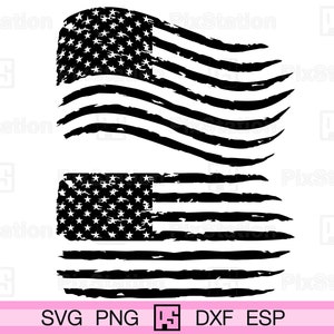 Bandera estadounidense ondeante Svg, bandera estadounidense ondulada y desgastada Svg, 4 de julio, bandera estadounidense patriótica ondulada Día de la Independencia Png, Cricut Silhouette / ps117