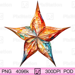 Estrella de mar abstracta colorida PNG, Estrella con símbolo geométrico PNG, Estrella abstracta Clipart, Estrella de sublimación PNG, Estrella de cinco puntas, Estrella icono / ps319