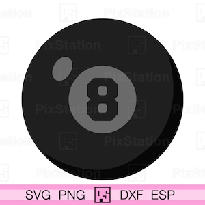 Billard 8 Ball svg, achter Ball png, Billard 8 Ball, pdf, dxf, esp, Vektor, Clipart, svg Abziehbild für Cricut und Silhouette | ps294