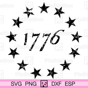 13 étoiles Betsy Ross drapeau américain svg v2, étoiles de contour du drapeau américain, étoiles du drapeau de l'Union en détresse pour Cricut et Silhouette | ps236