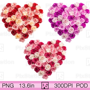 Rosa Rose Herz png, Valentinstag lila Rosenherz png, Rosa Hochzeit Party Dekoration Kunstwerk Sublimation druckbare Clipart-Download | ps392