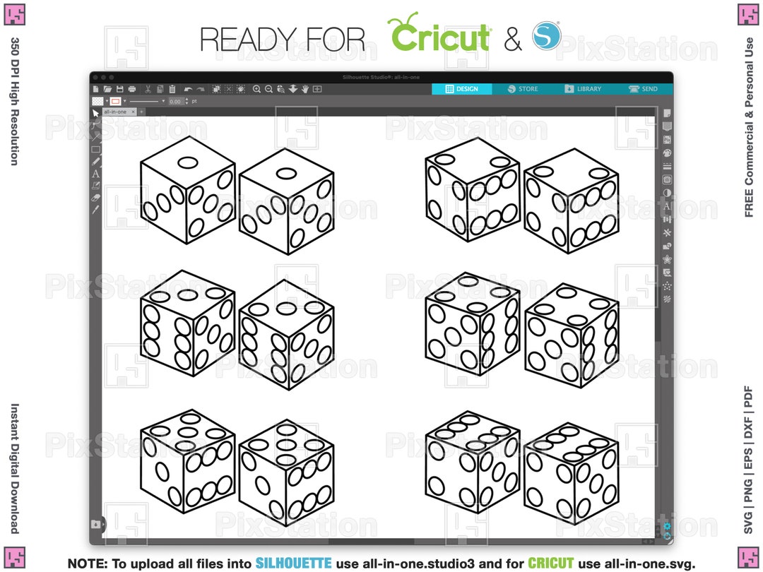 Two Dice Outline Svg, Dice Set Svg, Dice Rolling Svg, Black Dice Svg